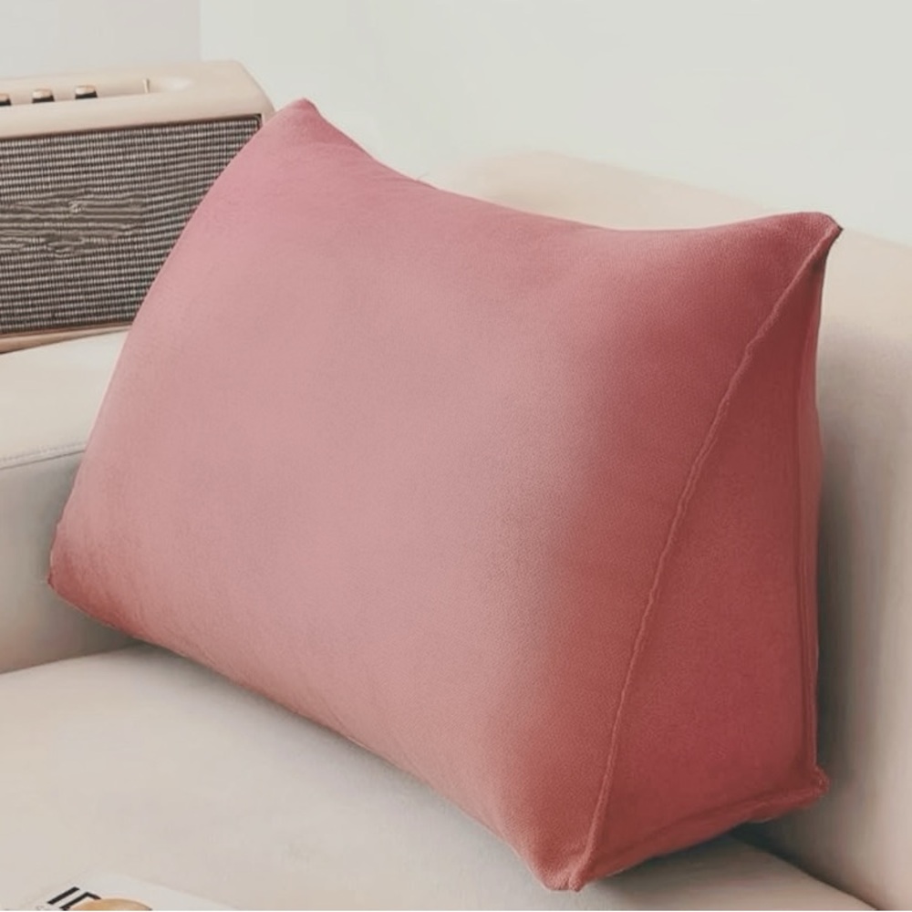 Wedge Lumbar Pillow Reading Cushion Triangle Cozy Pink Support Throw Pillow